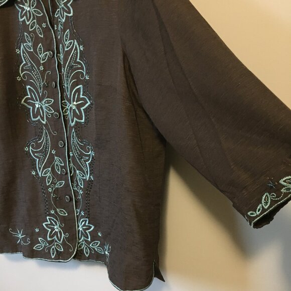 Vintage Fusion 100% Silk Floral Embroidered & Sequined Dress Jacket - Picture 7 of 16